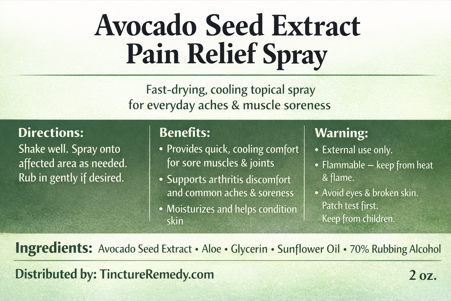 Avocado Seed Extract Pain Relief Spray