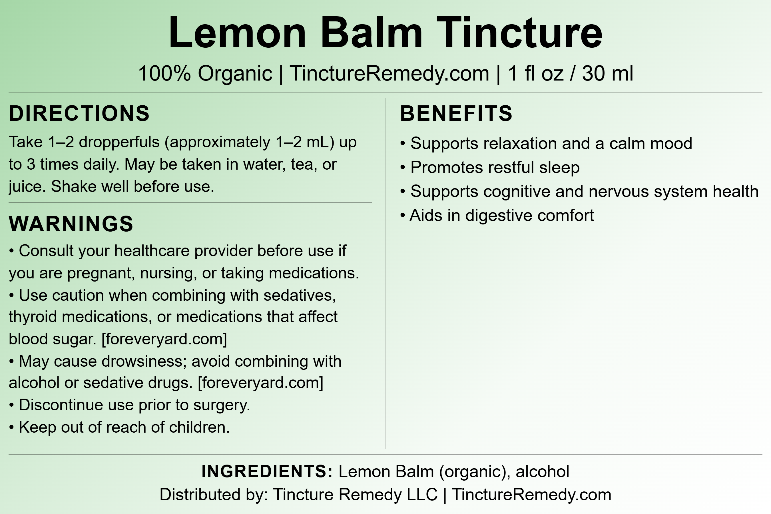Lemon Balm Tincture