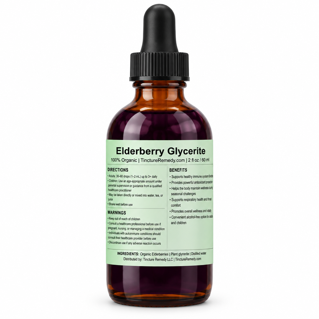 Elderberry Glycerite standalone bottle shot, corrected cap