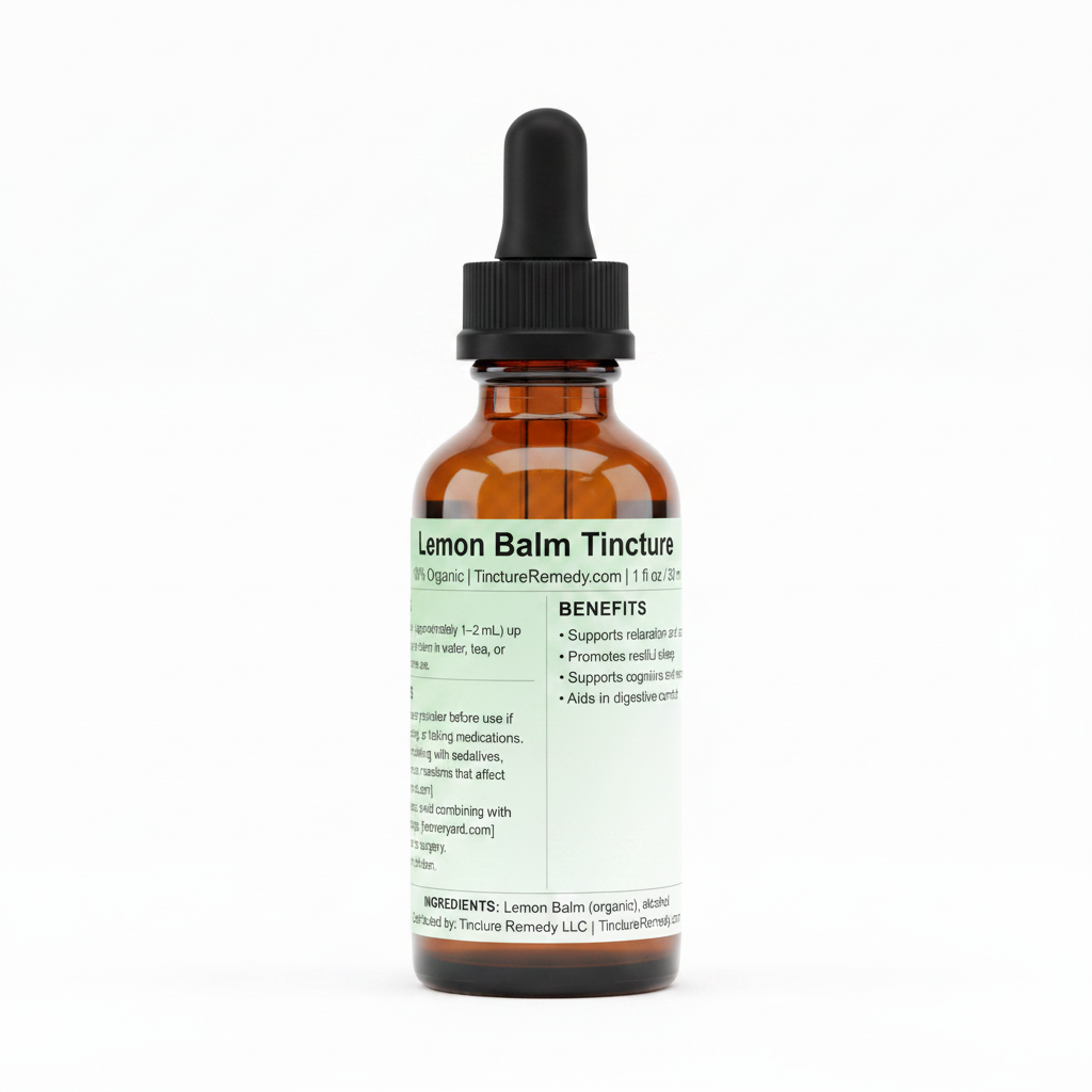 Lemon Balm Tincture Amber Bottle